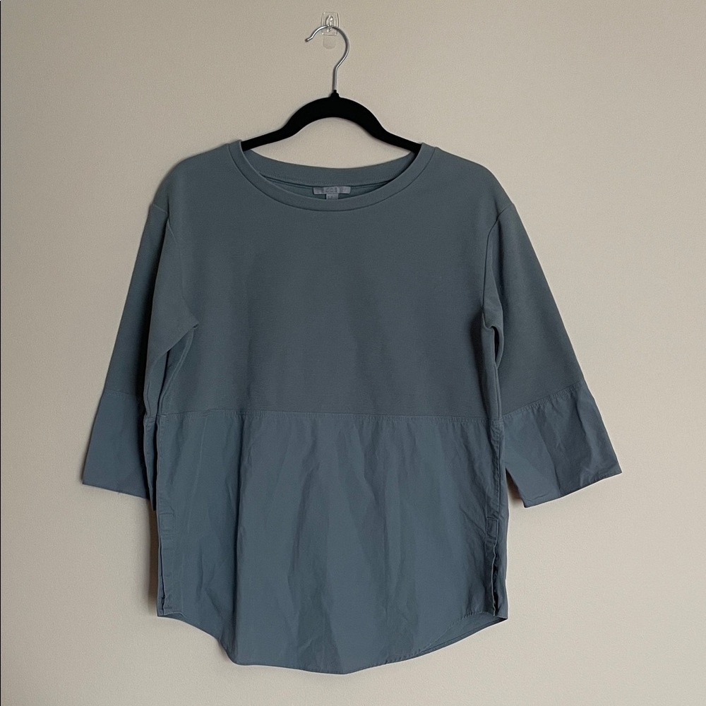 COS Mixed-Media 3/4-Sleeve Tunic Blouse